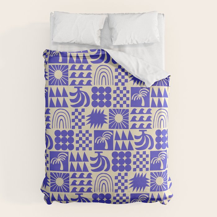 Abstract blue tropical mosaic art pattern Duvet Cover Gallery Image 1