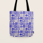Abstract blue tropical mosaic art pattern Tote Bag Gallery Image 1