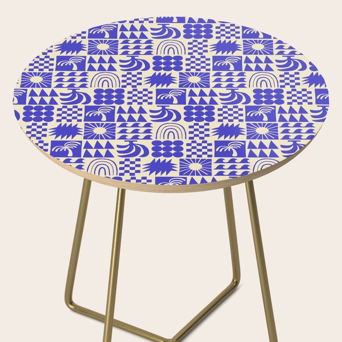 Abstract blue tropical mosaic art pattern Side Table Gallery Image 2