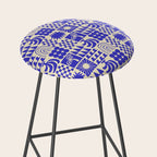 Abstract blue tropical mosaic art pattern Stool Gallery Image 2