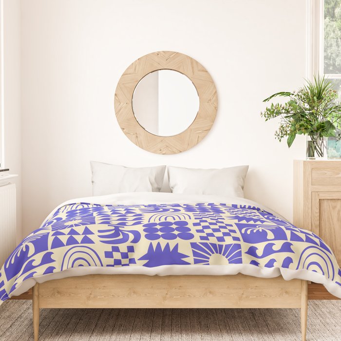 Abstract blue tropical mosaic art pattern Duvet Cover Gallery Image 3
