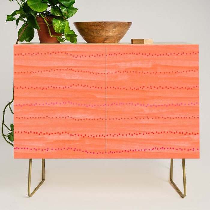 Minimal Doodle Dots in Chili Red Credenza Gallery Image 1