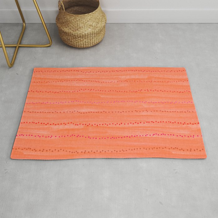 Minimal Doodle Dots in Chili Red Rug Gallery Image 1