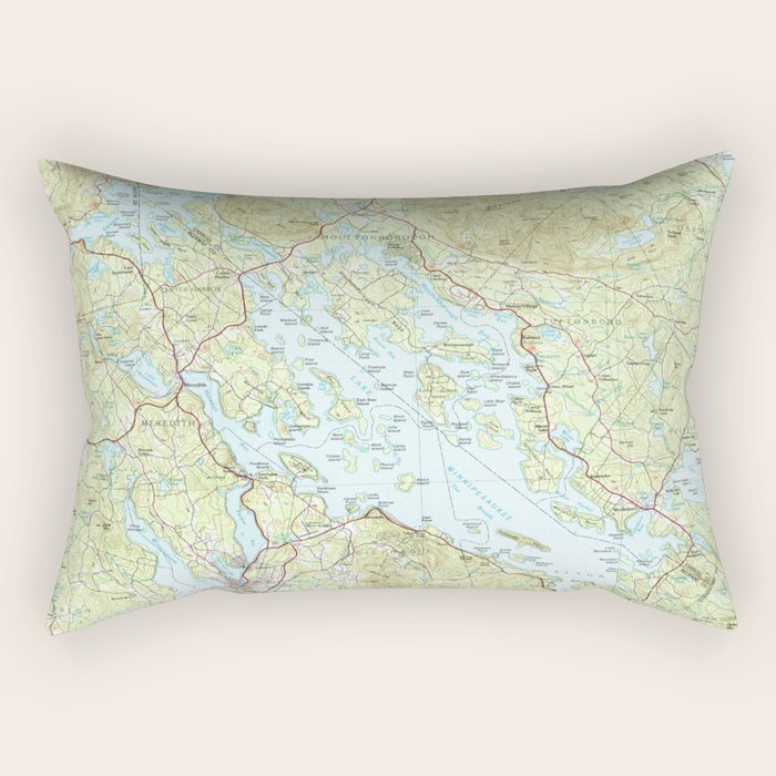 Lake Winnipesaukee Map (1986) Rectangular Pillow Gallery Image 2
