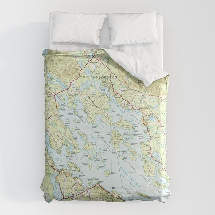 Lake Winnipesaukee Map (1986) Duvet Cover Gallery Image 1
