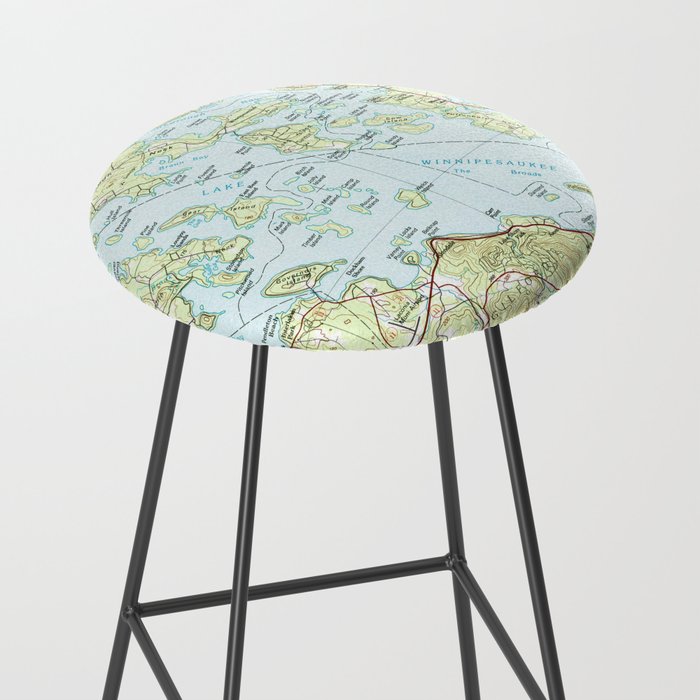 Lake Winnipesaukee Map (1986) Stool Gallery Image 2