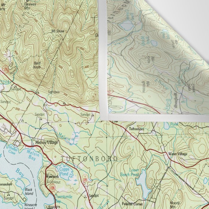 Lake Winnipesaukee Map (1986) Wall Tapestry Gallery Image 3