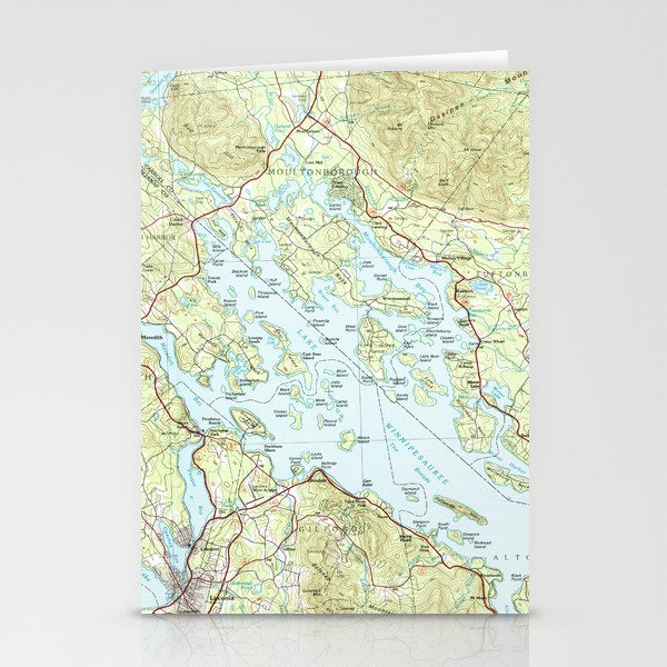 Lake Winnipesaukee Map (1986) Stationery Card Gallery Image 1