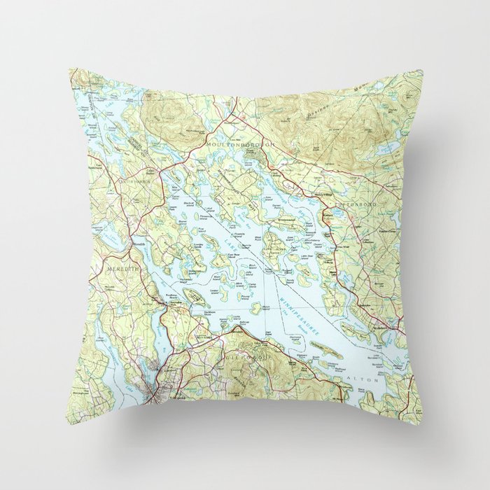 Lake Winnipesaukee Map (1986) Throw Pillow Gallery Image 6