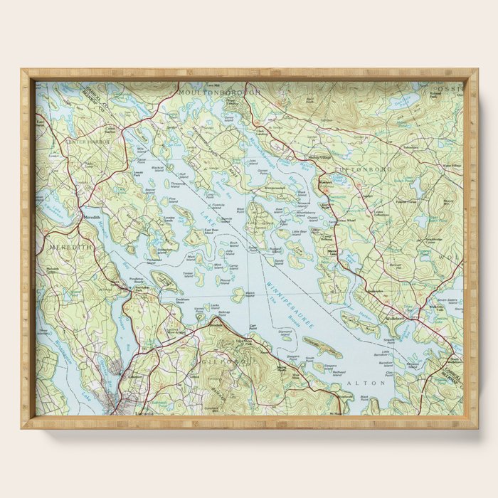 Lake Winnipesaukee Map (1986) Serving Tray Gallery Image 1