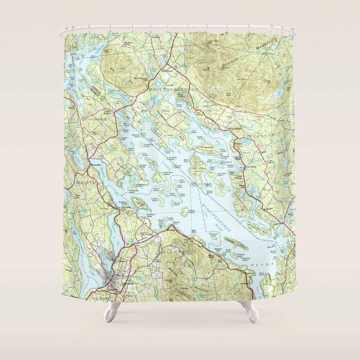 Lake Winnipesaukee Map (1986) Shower Curtain Gallery Image 1