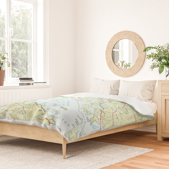 Lake Winnipesaukee Map (1986) Duvet Cover Gallery Image 2