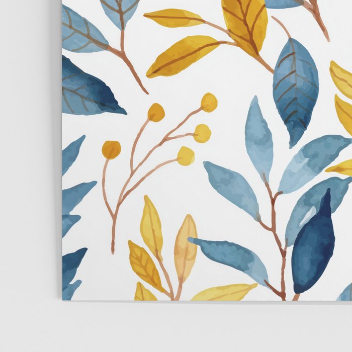 Watercolor Leaves, Yellow and Blue, Floral Prints Poster Gallery Image 3