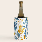 Watercolor Leaves, Yellow and Blue, Floral Prints Wine Chiller Gallery Image 2
