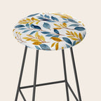 Watercolor Leaves, Yellow and Blue, Floral Prints Stool Gallery Image 2