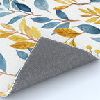 Watercolor Leaves, Yellow and Blue, Floral Prints Rug Gallery Image 4