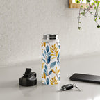 Watercolor Leaves, Yellow and Blue, Floral Prints Water Bottle Gallery Image 4
