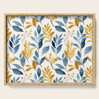 Watercolor Leaves, Yellow and Blue, Floral Prints Serving Tray Gallery Image 1