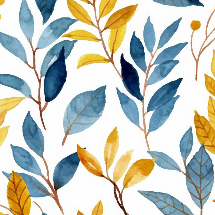 Watercolor Leaves, Yellow and Blue, Floral Prints Coffee Mug Gallery Image 2