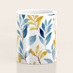 Watercolor Leaves, Yellow and Blue, Floral Prints Coffee Mug Gallery Image 4