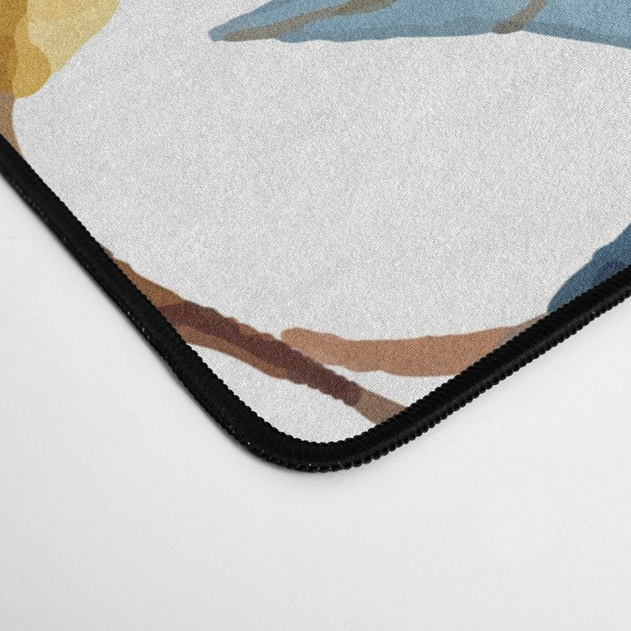 Watercolor Leaves, Yellow and Blue, Floral Prints Desk Mat Gallery Image 4