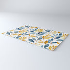 Watercolor Leaves, Yellow and Blue, Floral Prints Rug Gallery Image 3