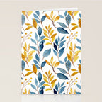 Watercolor Leaves, Yellow and Blue, Floral Prints Stationery Card Gallery Image 2