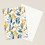 Watercolor Leaves, Yellow and Blue, Floral Prints Stationery Card Gallery Image 2