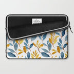 Watercolor Leaves, Yellow and Blue, Floral Prints Laptop Sleeve Gallery Image 2