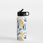 Watercolor Leaves, Yellow and Blue, Floral Prints Water Bottle Gallery Image 1