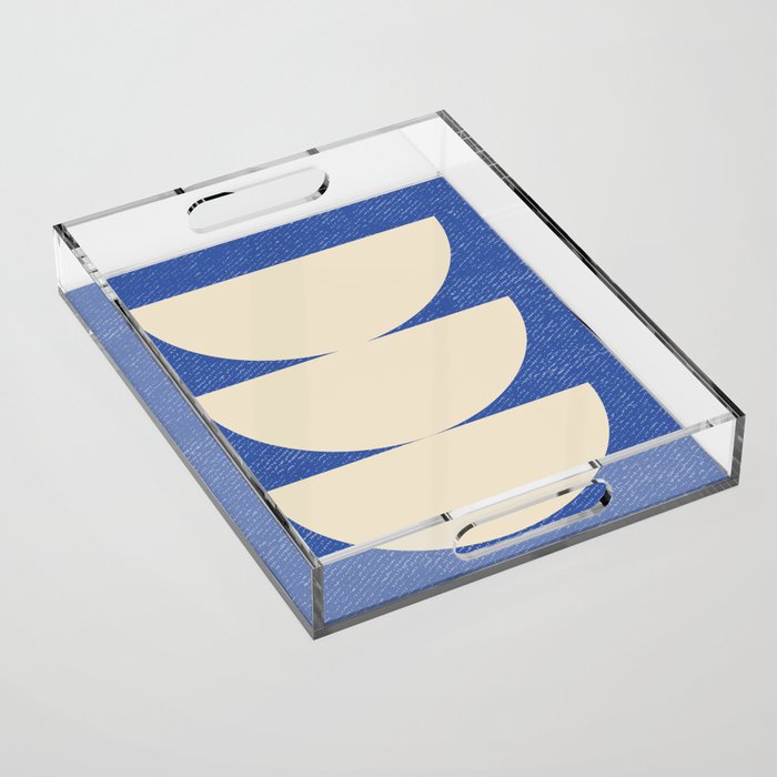 Half Circle 3 - Blue Texture Acrylic Tray Gallery Image 1