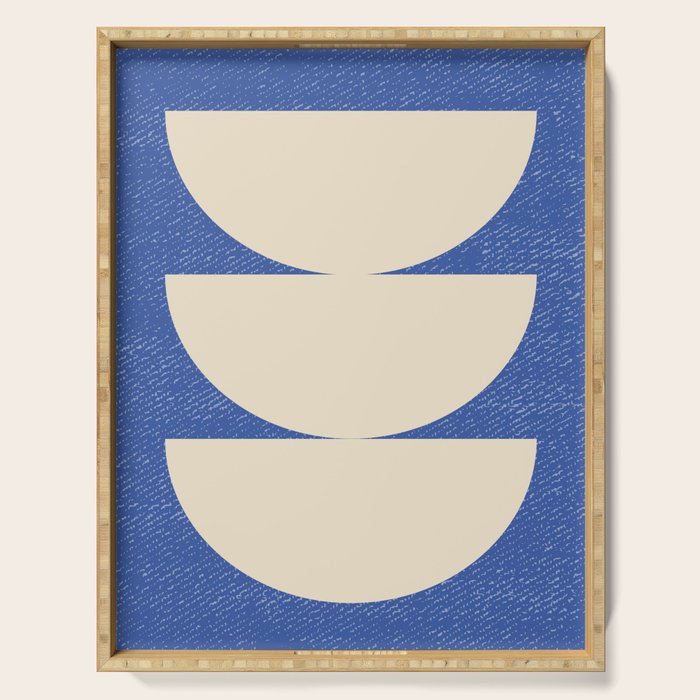 Half Circle 3 - Blue Texture Serving Tray Gallery Image 1