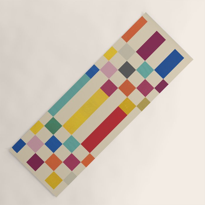 Modern Playful Checkered Abstract Yoga Mat Gallery Image 1