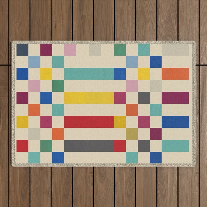 Modern Playful Checkered Abstract Outdoor Rug Gallery Image 1