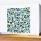 Terrazzo Mosaic Pattern, Teal Blue, Green, White Wall Mural Gallery Image 2