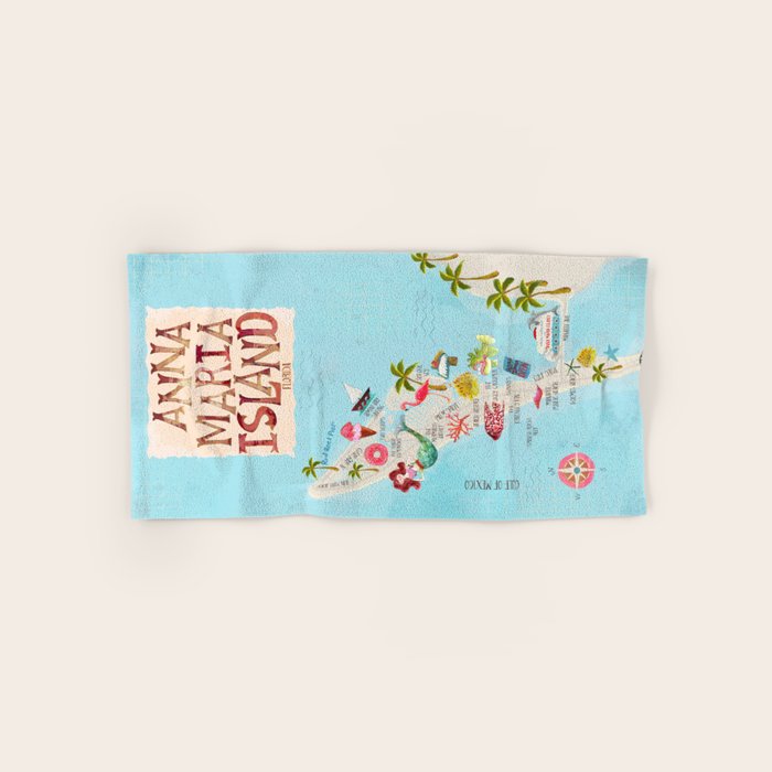 Anna Maria Island Map Bath Towel Gallery Image 1