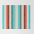 Navajo White, Turquoise and Burnt Orange Southwest Serape Blanket Stripes Throw Blanket Gallery Image 2