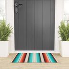 Navajo White, Turquoise and Burnt Orange Southwest Serape Blanket Stripes Welcome Mat Gallery Image 3