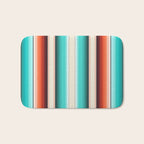 Navajo White, Turquoise and Burnt Orange Southwest Serape Blanket Stripes Bath Mat Gallery Image 1
