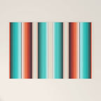 Navajo White, Turquoise and Burnt Orange Southwest Serape Blanket Stripes Welcome Mat Gallery Image 1