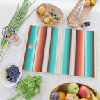Navajo White, Turquoise and Burnt Orange Southwest Serape Blanket Stripes Cutting Board Gallery Image 2