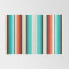 Navajo White, Turquoise and Burnt Orange Southwest Serape Blanket Stripes Rug Gallery Image 2
