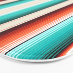 Navajo White, Turquoise and Burnt Orange Southwest Serape Blanket Stripes Bath Mat Gallery Image 3