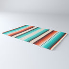Navajo White, Turquoise and Burnt Orange Southwest Serape Blanket Stripes Rug Gallery Image 3