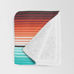 Navajo White, Turquoise and Burnt Orange Southwest Serape Blanket Stripes Throw Blanket Gallery Image 3