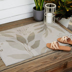 Natural Flow And Glamour Leave Shapes Bohemian Balance Outdoor Rug Gallery Image 2