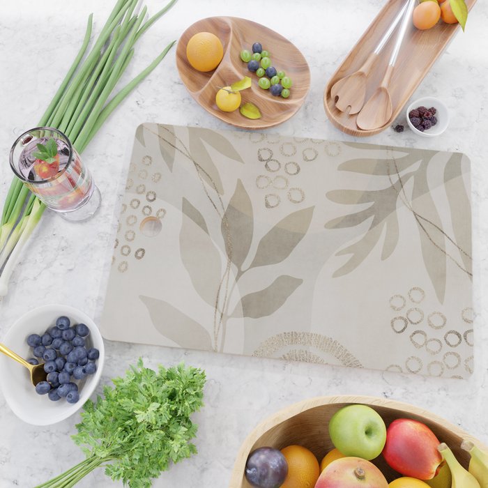 Natural Flow And Glamour Leave Shapes Bohemian Balance Cutting Board Gallery Image 2