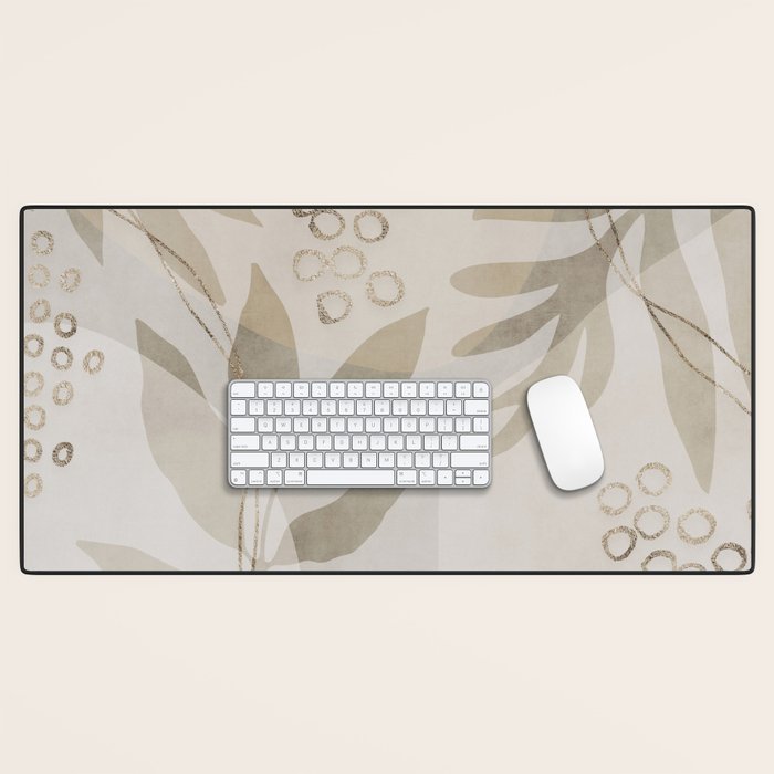 Natural Flow And Glamour Leave Shapes Bohemian Balance Desk Mat Gallery Image 1