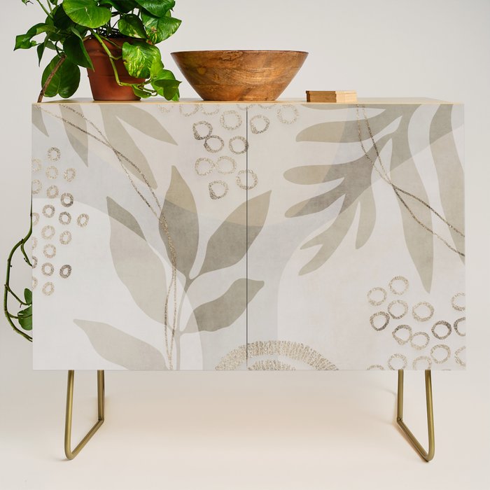 Natural Flow And Glamour Leave Shapes Bohemian Balance Credenza Gallery Image 1