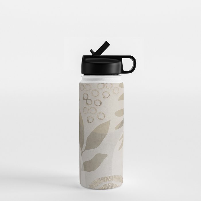 Natural Flow And Glamour Leave Shapes Bohemian Balance Water Bottle Gallery Image 1